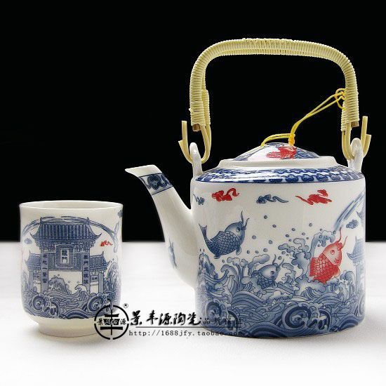 Jingdezhen ceramic bone china 7 beam pot tea set kung fu tea large capacity