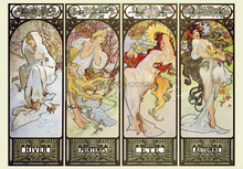 High quality,Les Saisons,Alphonse Mucha oil painting canvas,Hand-painted,Portrait Modern Art Reproduction,