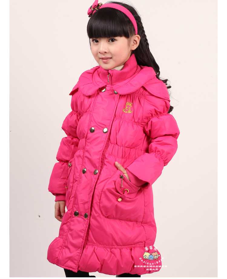 Girl 100% Down Winter Jackets Coat Long Model Thick Warm Children'S Winter Clothing Outerwear &Coats Duck Down Jacket H5568