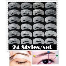 24pcs/lot Eyebrow Stencils 24 Styles Reusable Eyebrow Drawing Guide Card Brow Template DIY Make Up Tools Wholesales