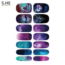 Romatic Water Transfer Galaxy Design Nail Sticker Nail Art Decorations Full Cover Nail Art Decals Manicure Accessories