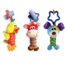 2016 Baby Toys Rattle Tinkle Hand Bell Plush Stroller Kids Toys Cute Animal Duck Dog Fawn Baby Toy