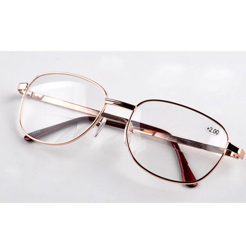 Big Round Frame Retro Metal Frame Bifocal Reading Glasses ...