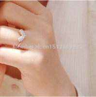 wholesale factory prices! Shiny new fashion style rhinestone jewelry love adjustable ring for women, free shipping