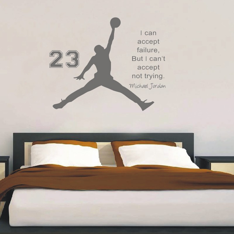 Michael Jordan Basketball Inspirational Wall Sticker Quotes Vinyl Wall Decals Wall Mural Art Kids Children Room Decor