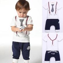 Hot New Kids Baby Boy Cotton Tie Belt Print Top T Shirt Short Pants Tops 1