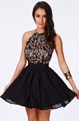 Black-Cross-Back-Lace-Detail-Party-Skater-Dress-LC21573