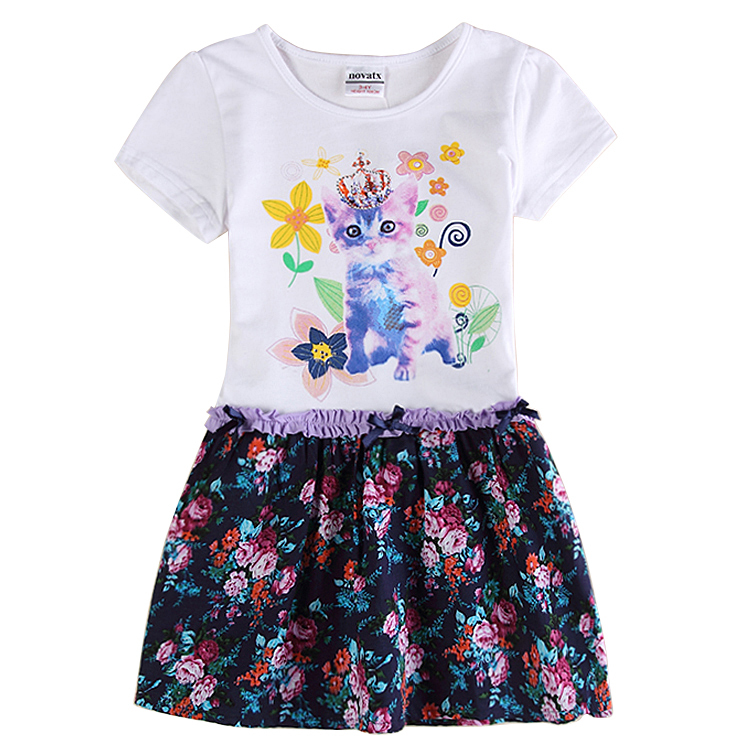 2015 new coming girl dress children clothing summer style brand kids clothes o-neck casual short sleeve dress for girls H6332D