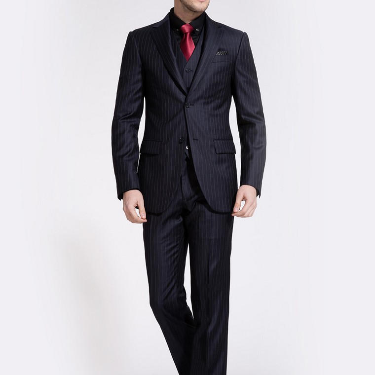 24.1 Male 3 Piece Suit Set Mans Commercial Formal Slim Black Suits Groom Wedding Dress Suit For Men Blazer With Vest Pants tie