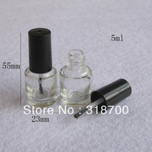 200pcs/lot 5ml Empty Nail polish Bottle / Transparent Glass Packing Bottle with Black Brush Cap