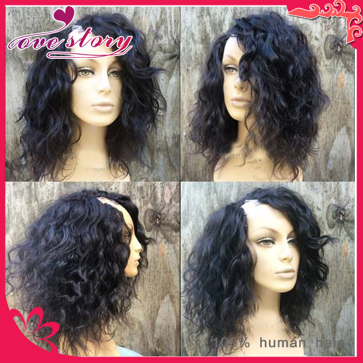 Beauty 6A virgin hair Brazilian bob u part wigs glueless short human hair bob wigs for black women #1b curly u part wigs