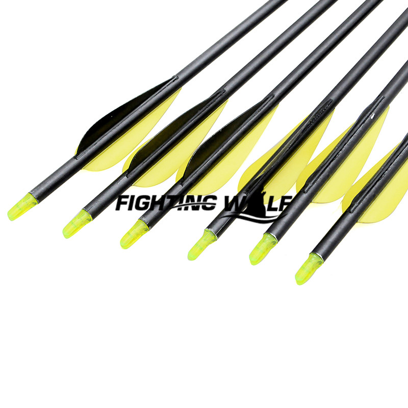 12pcs Lot 80CM 31 7 Yellow Archery Fletched Hunter Arrows Fiberglass Practice Steel Arrow Head for