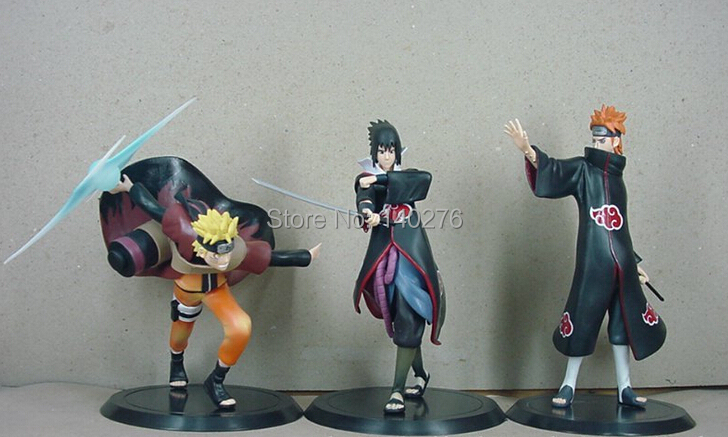 20cm Naruto 3pc/set Naruto Uzumaki Naruto Pain Uchiha Sasuke Anime Cartoon Collection PVC Action Figure Toys Dolls brinquedos