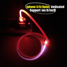 Free shipping Visible Flashing LED Light Charger Data Sync Cable For iphone 5 5C 5S ipod Touch 5 Nano 7 ipad Mini ipad 4