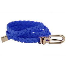 Ladies Weaved Braid PU Leather Skinny Narrow Waistband Waist Belt 1cm Wide