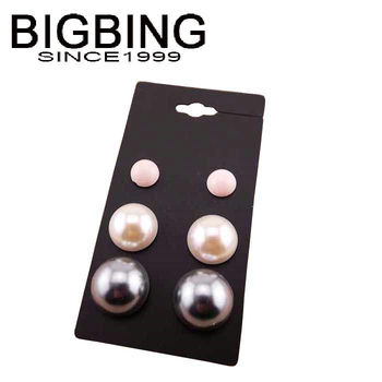 Bigbing ювелирные изделия мода половина перл стад серьги стержня серьги 3 pairs высокое качество никель бесплатно Tl214