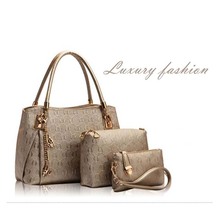 Fashion Women Bag PU Leather Handbag Women’s Messenger Bags Ladies Handbags Bags Handbag+Messenger Bag+Purse 3 Sets Sac