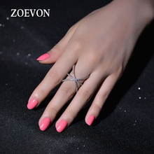 ZOEVON 2015 White Gold Plated Trendy Womens Mid Finger Ring Female Criss Ring X Shape with