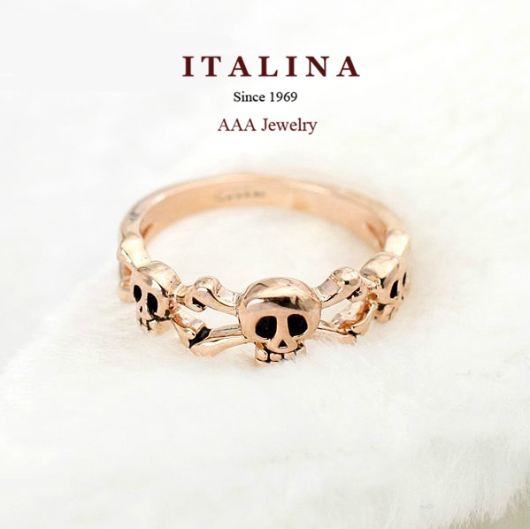 Top Quality Fashion Skull Ring for Women Rose White Gold Plated Ring Jewelry Wholesale