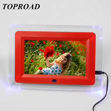 16:9 TFT 7 Inch Screen HD Digital Photo Frame Flashing Light Alarm Clock Video Player Picture Frame Support MP3 MP4 USB SD Card