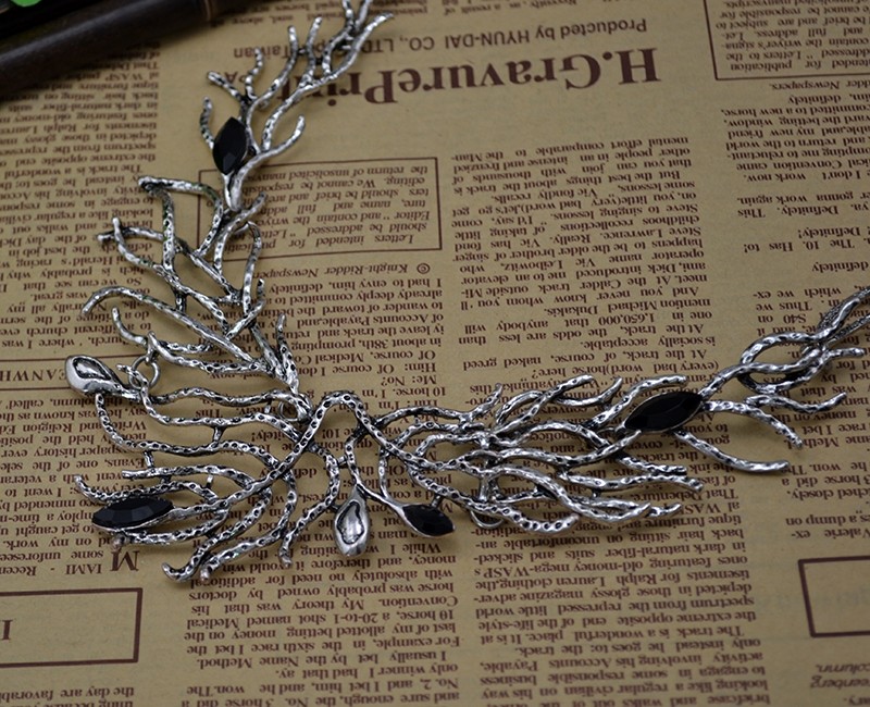 N-6039 2016 Newest Tree Branch Shape Black Resin Bead Vintage Gold_Silver Plated Chain Statement Choker Necklaces Women Jewelry, statement necklace - idealway_img1.cdn.tradew.com_3