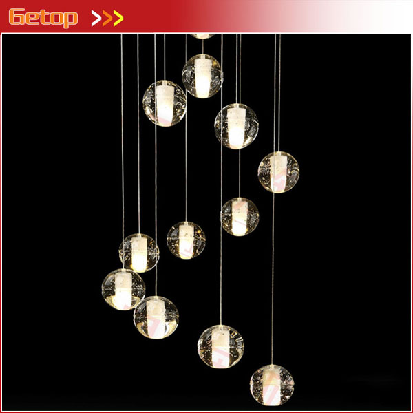 Modern Crystal Chandelier Lights Fixtures Magic Crystal Ball lustres loft stairwell Crystal Light LED Meteor Shower Crystal Lamp