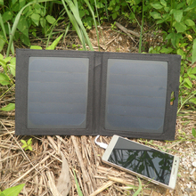 Foldable Solar Panel PowerGreen 7 Watts Solar Power Bank Mobile Phone External Charger for Hiking