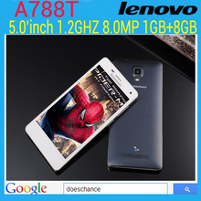 Original Lenovo A788T 5 inch Quad Core Andoird Smart Mobile Phone Dual Camera 8MP Back Camera 1G 8G good fast run cell phone