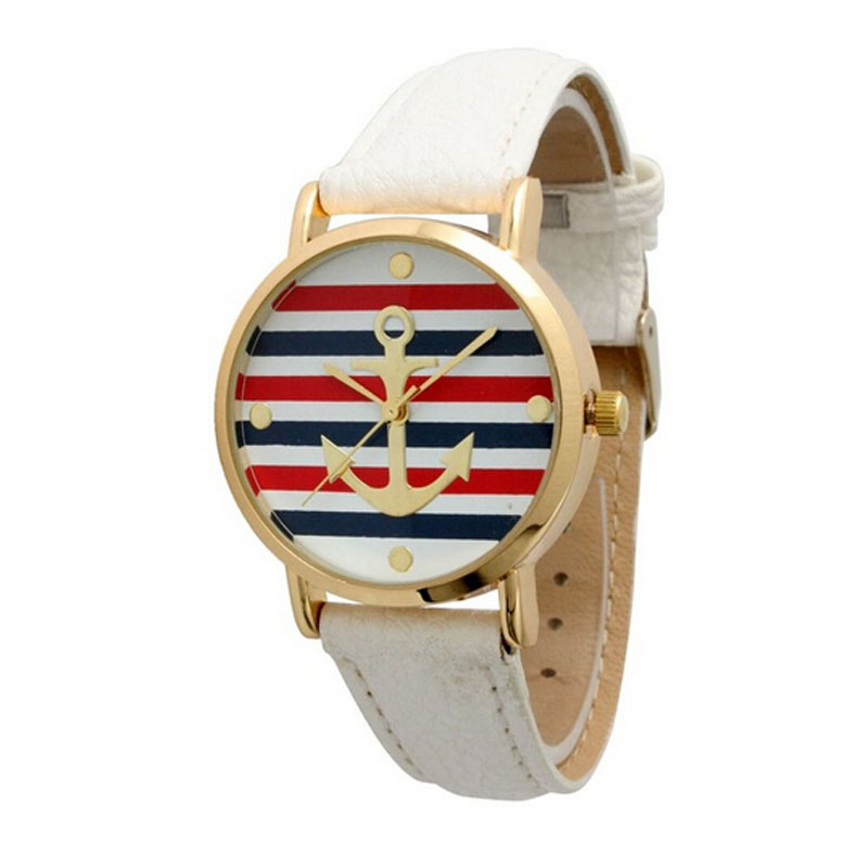 Relógio Ancora Branco Feminino Pulseira de Couro Relógio Ancora Branco Feminino Pulseira de Couro