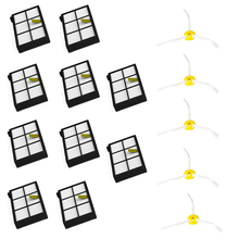 15 pcs/lot (5 pcs brush +10 pcs filter) 3 Armed Side Brush and HEPA filter for iRobot Roomba 800 series 870 880 Vacuum Cleaners