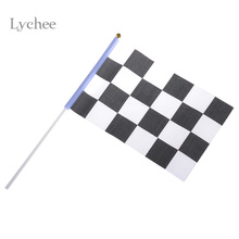 5 Pieces/Lot Checkered Flag Hand Signal Flags Black and White Chequered F1 Racing Flag Celebration Craft