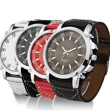 Min. 16 New Fashion Luminous Men Watches Male Faux Leather Oversized Quartz Hands Wrist Watch Vintage Style Wristwatch 0256