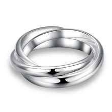 free shipping silver Fashion Jewelry Three Circles silver plated wedding ring for women SMTR167