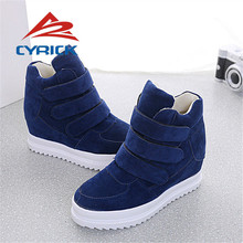 2015 New Listing Velcro Shoes Increased Heavy bottomed High top Sneakers Female Sports Shoes Casual Shoes