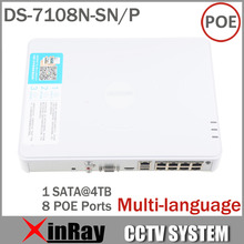 Big Promotion Newest Hikvision Multi-language DS-7108N-SN/P Plug & Play 8CH PoE NVR for HD IP Camera with 8 Independent PoE