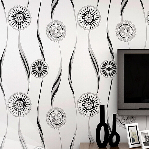 wallpaper Non-woven wallpaper black and white flower wall paper roll simple modern wallcovering home decoration Papel De Parede