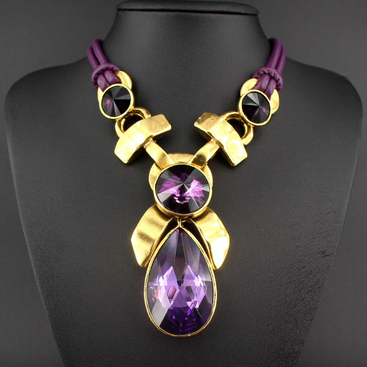 2014 Ancient gold plated Water Drop Necklace & Pendent Chunky Statement Crystal Fashion Jewelry ...