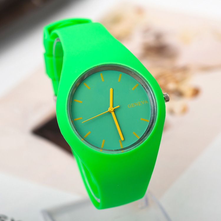 2015 Fashion sports brand Wrist Watch Women Soft Jelly Rubber Women Leather Strap Bracelet Quartz Wristwatches