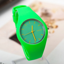 2015 Fashion sports brand Wrist Watch Women Soft Jelly Rubber Women Leather Strap Bracelet Quartz Wristwatches