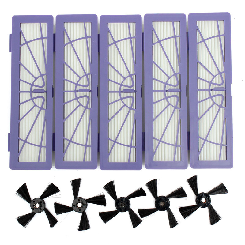 5x HEPA Filter Side Brush for Neato BotVac 70e 750 80 85 Robotic Cleaner High Quality