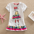 2016 Retail BABY Girl Clothes short Sleeve Girls Dress Kids pretty Dresses Full A line children