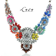 2013 Shourouk Neon Colors Bead Flower Statement Luxury Necklace Designer Big Chunky Sweater Colar Chain Steampunk Bijoux Jewelry