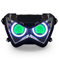 KT Headlight for Kawasaki Z800 2013 2016 LED Angel Eye Green Demon Eye Motorcycle HID Projector