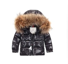 2016children’s clothing down coat baby child male female child boy black short design large fur collar