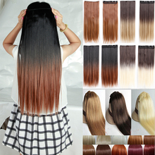 5 clips in Hair Extensions Brown Black Blonde synthetic clip in hair extensions ombre braiding hair Long Natural Hair