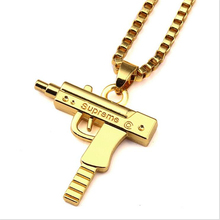 Hot Sale Gold Chain Hip Hop Long Necklace Men Women Fashion SUPREME Pistol Pendant Maxi Necklace 2016 HIPHOP Jewelry
