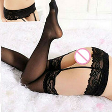 Sexy Women Lady Stockings Hot Sheer White Black Lace Tighs Top Over The Knee Stocking Garter Belt Set Sexy Erotic Lingerie