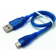 0.3M Clear Blue USB 2.0 A Male to Micro USB Cable with Textile Network for mobile phone Free shipping