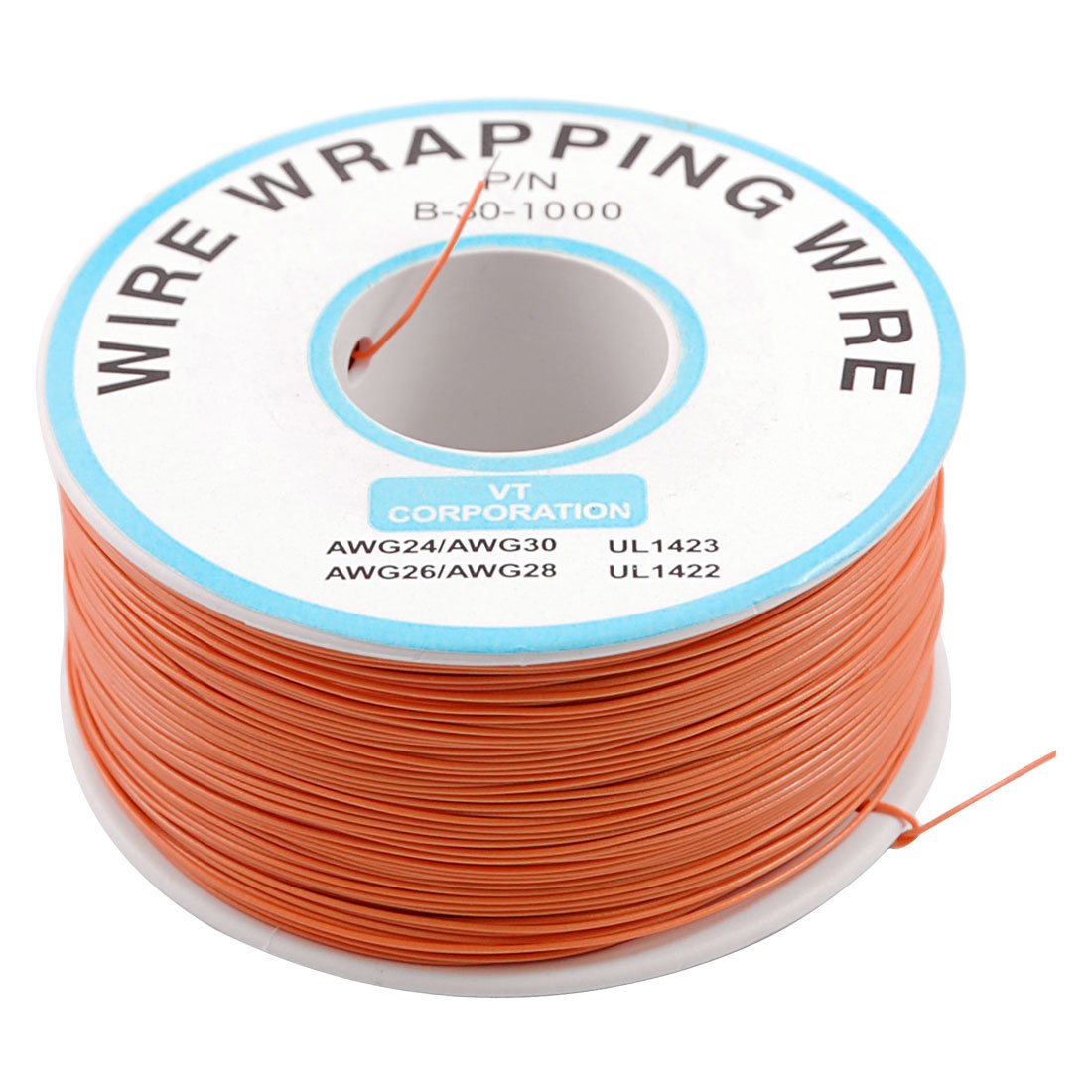 PCB Solder Orange Flexible 0.5mm Outside Dia 30AWG Wire Wrapping Wrap 1000Ft