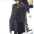 2015 New Arrival Autumn Winter Woolen Coat Fashion Women Solid Black Casual European Medium Long Slim